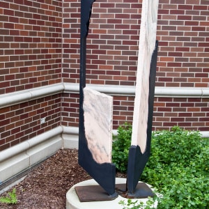 Marble slab and steel outdoor sclupture by Ernest Shaw