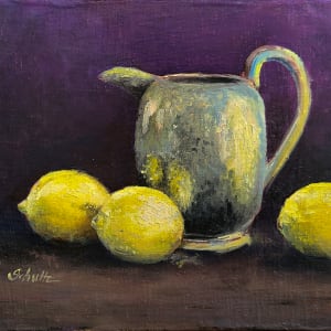 Lemons with Pewter Pitcher by Sandra Schultz