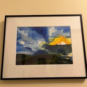 Walked for Miles to Find This Edge by Nicole Sylvia Javorsky  Image: "I purchased this painting from Nicole ￼at the gallery. At first glance, I was drawn to the feeling it evoked of peace and calmness emanating from a storm. I am enjoying this piece of art daily as it graces my living room wall. Thank you Nicole!" - Frieda