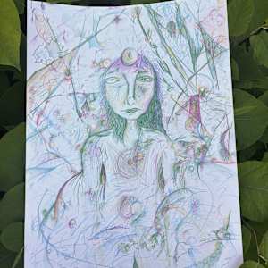 A fairy named Existence, encountered in the space between, the borderline, at the interdimensional crossroads by Nicole Sylvia Javorsky 