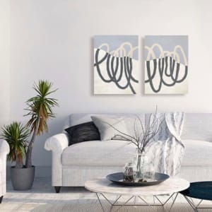 Loops - Diptych  Image: In Situ with couch