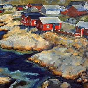 Norwegian Coastal Village by Julia Solazzo Art