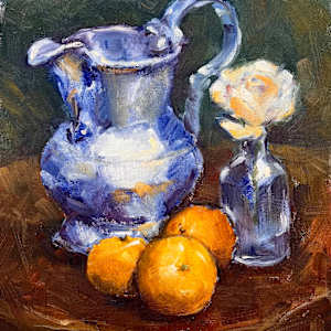 TANGERINE FLORAL STILL LIFE by Julia Solazzo Art