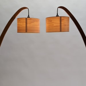 Snowdrop II by Tim Carney  Image: The Sapele Floor Lamp is on the right - it's wood is darker than Cherry wood. 
