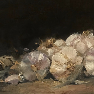 Garlic Braid with Sage Leaves by Lamya Deeb
