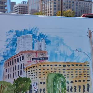 The Franklin Lofts & The Harris County DA Building by Paul Shain  Image: Finished piece with site in background