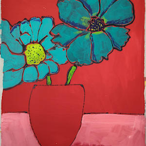 Aqua Cosmos by Paul Shain  Image: Work in progress: painting complete--ready for vase