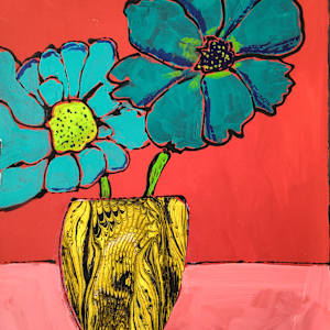 Aqua Cosmos by Paul Shain  Image: Finished: vase added, marbled paper