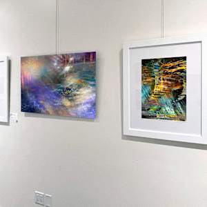 Solstice 1/20 by Elaine Pratt  Image: Archival Aluminum print with sparking silver shining through in the white areas. Needs direct lighting.