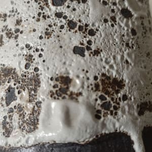 CHOCOLATE STONEWARE VASE by Linda Leftwich  Image: Crawling glaze