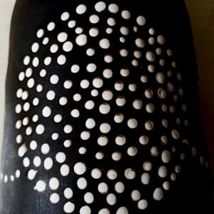 BLACK CLAY VASE WITH CIRCLES by Linda Leftwich  Image: Detail