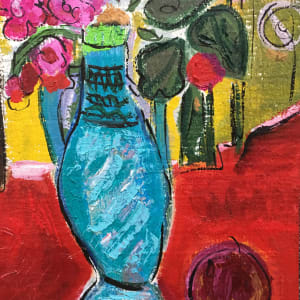 Turquoise Vase with Fruit by Tina Lincer by Tina Lincer
