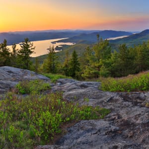 Buck Mountain Summit Sunset Over Lake George by Johnathan Esper