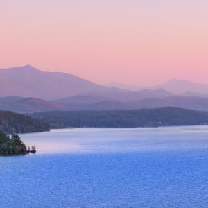 Schroon Lake—Sunrise light on Hoffman and the High Peaks by Carl Heilman II
