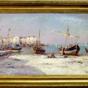 Mediteranean Harbor Scene by Henry Malfroy