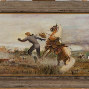 Cattle Cutting by Blanche Banner  Image: front + new frame (after cleaned)