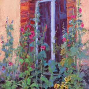 Window Hollyhocks by Marsha Hamby Savage