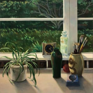 White and Green Still Life with Window by Ethel Fisher, Image 10.