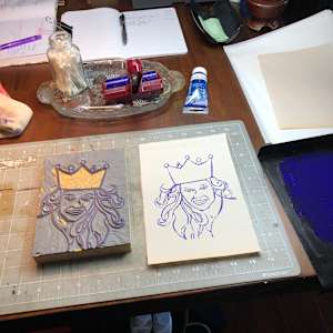 Queen by Frances Byrd  Image: Queen Lino Block and Print