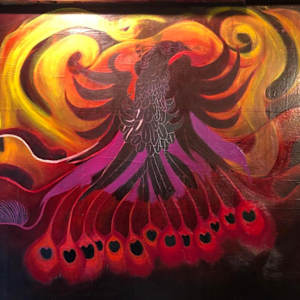 Out of Darkness by Frances Byrd  Image: Out of Darkness Tail Feathers Completed Detail
