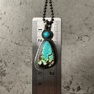 "Butterfly Wing Pendant" - Natural Black Hills Turquoise with Kingman turquoise Accent in Sterling Silver 4 of 4 by Shasta Brooks  Image: All Art © Shasta Brooks Studio LLC