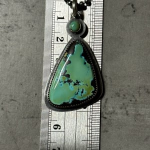 "Butterfly Wing Pendant" - Natural Black Hills Turquoise with Kingman turquoise Accent in Sterling Silver 2 of 4 by Shasta Brooks  Image: All Art © Shasta Brooks Studio LLC