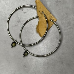 "Infinite Simplicity Hoops" - Lightweight Sterling Silver Hoop Earrings with Kingman turquoise and Smooth Bezel 3 of 3 by Shasta Brooks  Image: All Art © Shasta Brooks Studio LLC