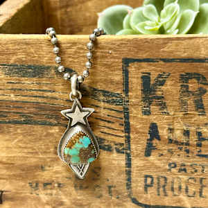 "Desert Star Pendant" - Black Hills turquoise in sterling by shasta brooks studio  Image: All Art © Shasta Brooks Studio LLC