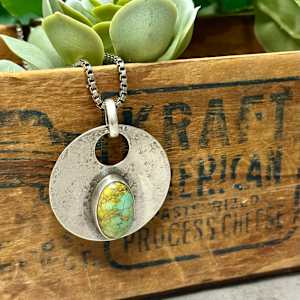 "Desert Wind Pendant" - unisex pendant on long venetian box chain by shasta brooks studio  Image: All Art © Shasta Brooks Studio LLC