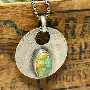 "Desert Wind Pendant" - unisex pendant on long venetian box chain by shasta brooks studio  Image: All Art © Shasta Brooks Studio LLC