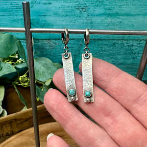 "Echo Tag Earrings" - Kingman turquoise and sterling by shasta brooks studio  Image: All Art © Shasta Brooks Studio LLC