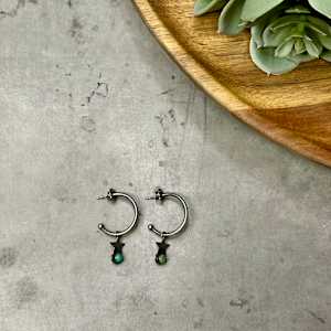 "Stardrop Hoop Earrings" - Kingman turquoise in sterling 1/2 by shasta brooks studio  Image: All Art © Shasta Brooks Studio LLC