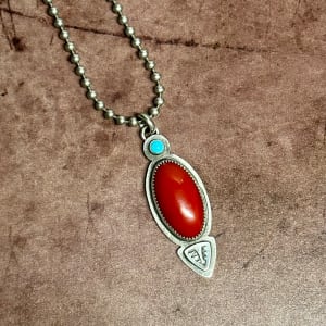 "Western Venus Necklace" with Italian Coral and Turquoise by Shasta Brooks  Image: All Art © Shasta Brooks Studio LLC