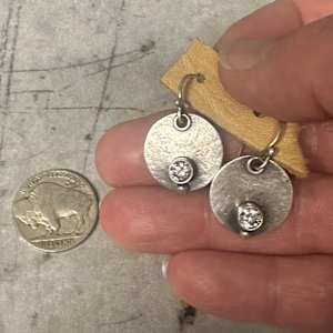 "Luna Earrings with CZ and Silver Drop on French Wires" by shasta brooks studio  Image: All Art © Shasta Brooks Studio LLC
