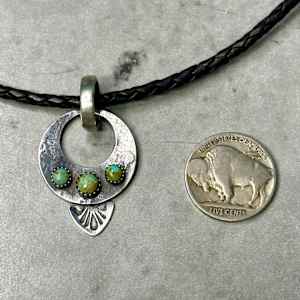 "Outlaw Unisex Pendant with Solo Bail" on Braided Leather Choker by shasta brooks studio  Image: All Art © Shasta Brooks Studio LLC
