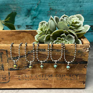 "Tiny Turquoise Layering Necklaces" - Kingman turquoise and sterling 1/3 by shasta brooks studio  Image: All Art © Shasta Brooks Studio LLC