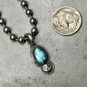 "Outlaw Soul Necklace" - Nevada turquoise in sterling on chunky bead ball chain by shasta brooks studio  Image: All Art © Shasta Brooks Studio LLC