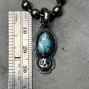 "Outlaw Soul Necklace" - Nevada turquoise in sterling on chunky bead ball chain by shasta brooks studio  Image: All Art © Shasta Brooks Studio LLC