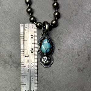 "Outlaw Soul Necklace" - Nevada turquoise in sterling on chunky bead ball chain by shasta brooks studio  Image: All Art © Shasta Brooks Studio LLC
