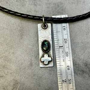 "Shadowmark Unisex Necklace" - Nevada Turquoise in sterling on braided leather by shasta brooks studio  Image: All Art © Shasta Brooks Studio LLC