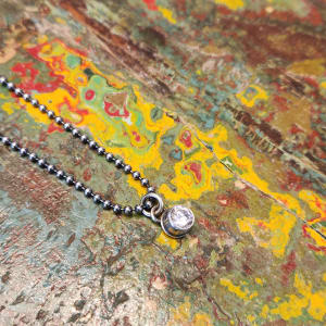 "I Woke Up Like This Layering Necklace" - CZ Pendant on 30" baby bead ball chain (1.2mm) by Shasta Brooks  Image: All Art © Shasta Brooks Studio LLC