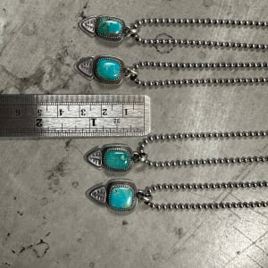 "Sugar Sugar Pendant" - 1 of 4 - Cusion Cut Kingman Turquoise Square Pendant on 16" Bead Ball Chain by Shasta Brooks  Image: All Art © Shasta Brooks Studio LLC