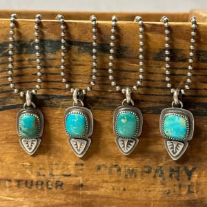 "Sugar Sugar Pendant" - 1 of 4 - Cusion Cut Kingman Turquoise Square Pendant on 16" Bead Ball Chain by Shasta Brooks  Image: All Art © Shasta Brooks Studio LLC