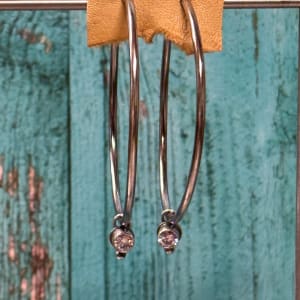 "Rock Star Infinity Hoop Earrings" - Sterling Silver and Cubic Zirconia Earrings 2 of 2 by shasta brooks studio  Image: All Art © Shasta Brooks Studio LLC