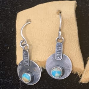 "Nothing Barred Earrings" - Rustic Tribal Hand Stamped Mona Lisa Turquoise French Wire Earrings by Shasta Brooks  Image: All Art © Shasta Brooks Studio LLC