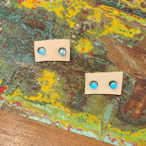 Pragmatic Piercings - "Tell Me About It" Stud Earrings - Mona Lisa Turquoise by Shasta Brooks  Image: All Art © Shasta Brooks Studio LLC