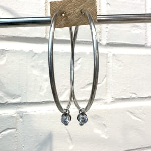 "Rock Star Infinity Hoop Earrings" - Sterling Silver and Cubic Zirconia Earrings 2 of 2 by shasta brooks studio  Image: All Art © Shasta Brooks Studio LLC