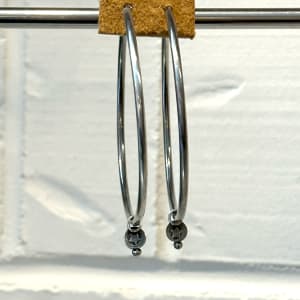 "Rock Star Infinity Hoop Earrings" - Sterling Silver and Cubic Zirconia Earrings 2 of 2 by shasta brooks studio  Image: All Art © Shasta Brooks Studio LLC