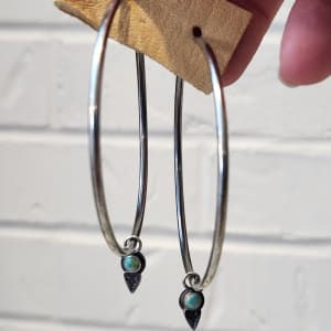 "Infinite Arrow Earrings" - Lightweight Sterling Silver Hoop Earrings with Dainty Turquoise and Arrow by Shasta Brooks  Image: All Art © Shasta Brooks Studio LLC