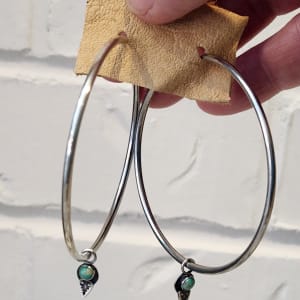 "Infinite Arrow Earrings" - Lightweight Sterling Silver Hoop Earrings with Dainty Turquoise and Arrow by Shasta Brooks  Image: All Art © Shasta Brooks Studio LLC